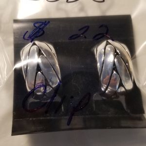 Silver and black clip on earrings
